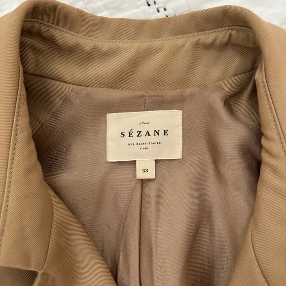 Sezane Scott Camel Trench Coat - Picture 4 of 6